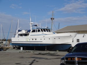 Boat at Dog River Marina being repaired