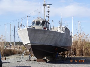 Cool army looking boat at Dog River