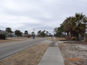 Road in front of marina