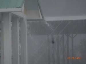See the rain come off the roof