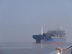 Ship coming out of Mobile Bay Harbor