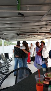 Biker and Prom people swaying to the music