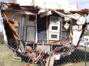 Front of boat, see the stove?