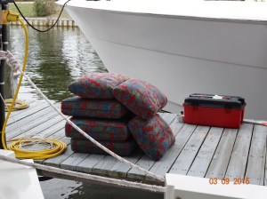 Coushins on the dock