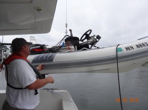 Hoisting up the boat