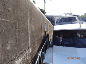 Tied to auxiliary wall to wait our turn