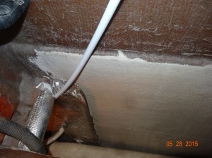 Hose going down into engine room