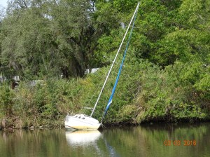 Sail boat run aground