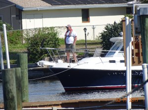 There is our boat with Captain Gary on the bow